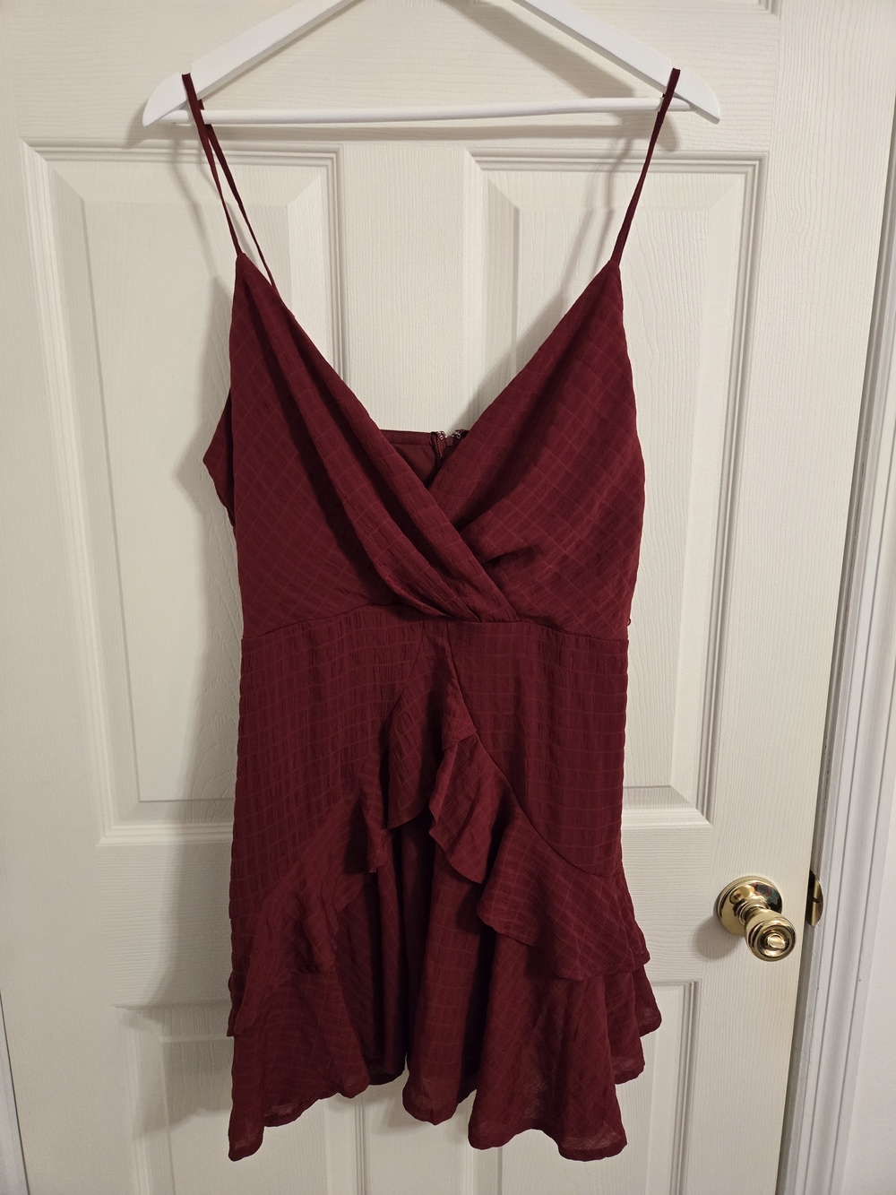 Trixxi Women’s Burgundy Ruffle Spaghetti-Strap Dress Size XL